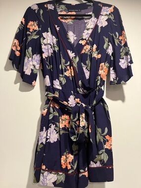Abercrombie & Fitch Navy Floral Wrap Romper